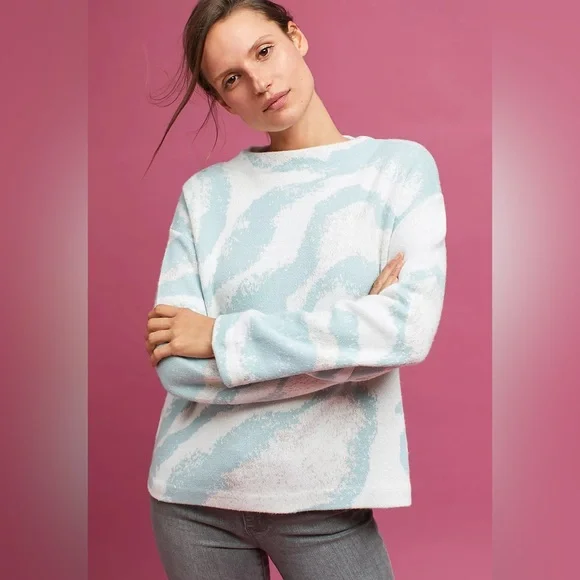 Anthropologie Sleeping On Snow Sky Blue Sweater - Picture 2 of 8